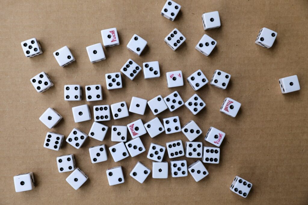 White black dice for random numbers