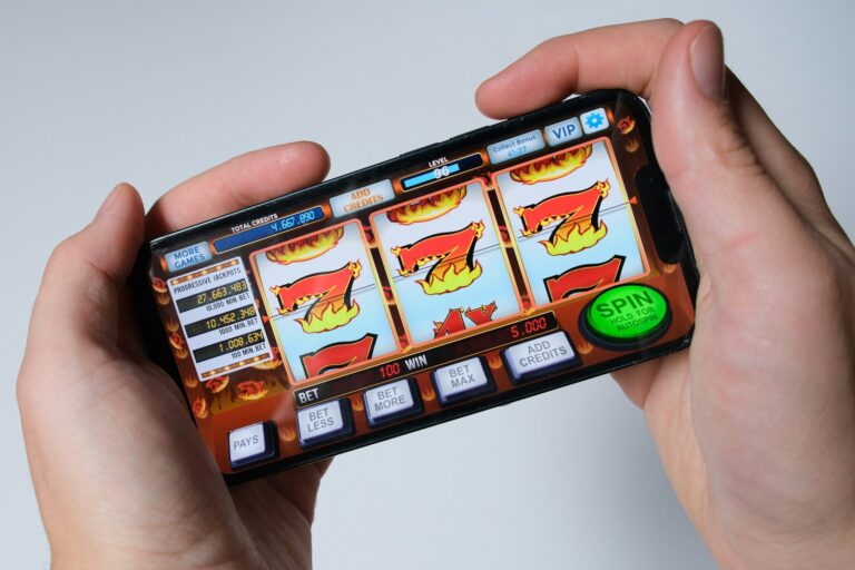 Casino slots game on mobile device.